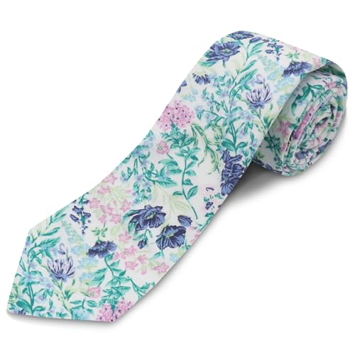 Image of Cotton Floral Ties for Men 2.76 inch Men's Skinny Tie Linen Flower Printed Neck Tie for Wedding Dating Party