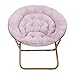 EMMA + OLIVER Ersa Oversize Folding Saucer Chair - Dusty Purple Faux Fur Moon Chair - Soft Gold Metal Frame - 38