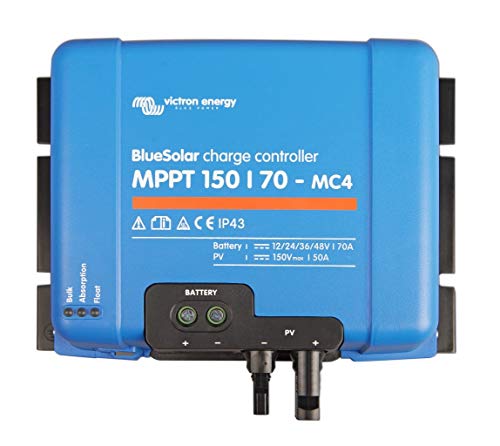 Victron Energy Blues OLAR MPPT 150/70, MC4 Solar Panel Charge Controller Regulator 12/24/48 V, 70 A Pack of 1 SCC010070300