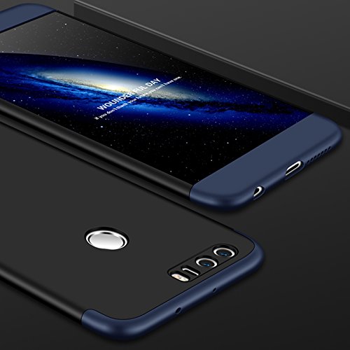 For Honor 8 Lite Case, 360 Degree Full Protection + Ultra Thin Protective Hard PC Shockproof Back Full Cover Case For Huawei Honor 8Lite (Blue & Black)