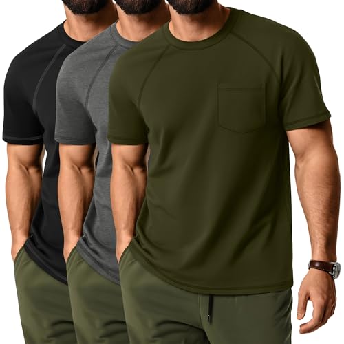 Lot de 3 t-shirts homme Neer solides et légers avec poche de rangement