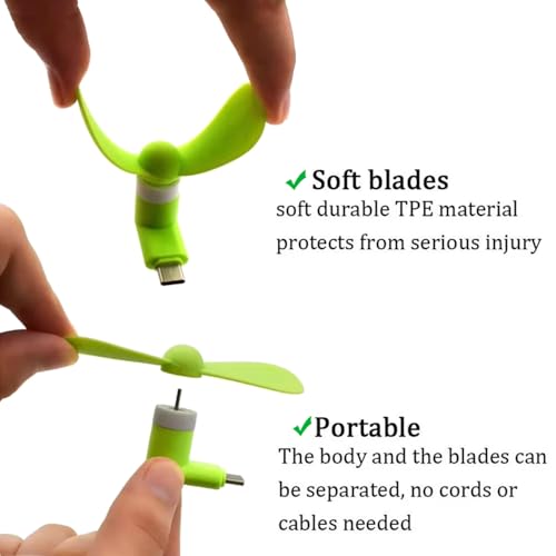 Image of FPR Mini USB Type-C Mobile Fan Portable Fan Any Android Smartphone and Typ-C Output Port for Kids, Adults, Kitchen, Travle, Indoor & Outdoor Use (1Pc, Color May Vary)