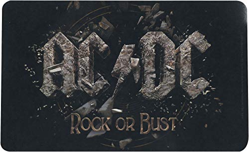 AC/DC - Tabla de desayuno (plástico, 23,3 x 14,4 x 0,2 cm), color negro