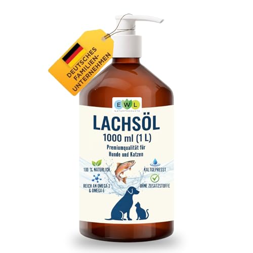 EWL Lachsöl kaltgepresst 1l | Fischöl für Hunde & Katzen | Omega 3 & 6