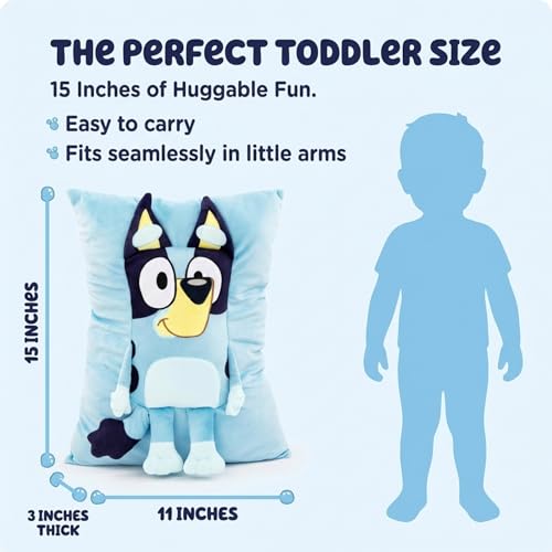 Image of Jay Franco Bluey Snuggle Pillow - Super Soft Plush Decorative Throw Pillow - Measures 15 Inches (Official Bluey Product)