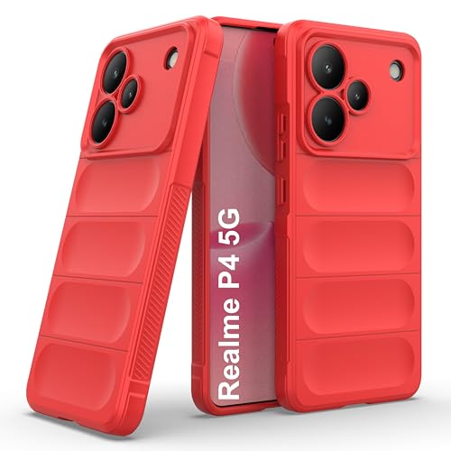 Image of Zapcase Back Case Cover for Realme P4 5G | Compatible for Realme P4 5G Back Cover | Liquid Silicon Magic Case with Camera Protection | Red