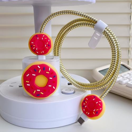Image of Protective Charger Case for iPhone 18W 20W iPhone 15 14 13 12 11 Pro Max Charging Cable Charger Protective Cover Data Cable Protective Sleeve -(Doughnut), Multicolor