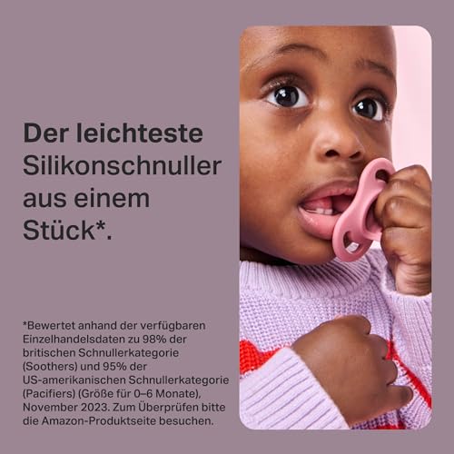 Tommee Tippee Ultraleichter StayPut 0-6m, 4er-Pack, Schnuller, einteiliges Silikondesign – Ansicht 4