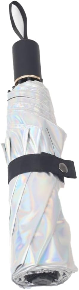 Holographic Iridescent Folding Umbrella, Compact Portable Travel Umbrella for Rain Windproof UV Protection Sun Umbrella - Image 7