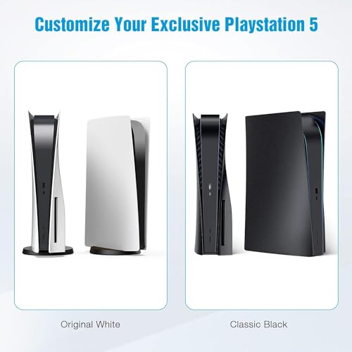 Image of TCOS TECH PS5 Faceplate Side Panel for PS5 Hard Shock Proof Cover PS5 Console Anti-Scratch Dustproof Protective Shell Cover for Playstation 5 CD Version Disk Edition - Black