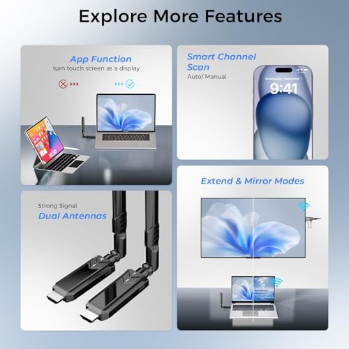 PWAYTEK Wireless HDMI Transmitter and 2 Receivers, 2.4G/5G Plug & Play Portable Wireless HDMI Extender Kit 150M/500FT for Streaming Video and Audio to Monitor from Laptop/PC/TV Box/Projector - Image 5