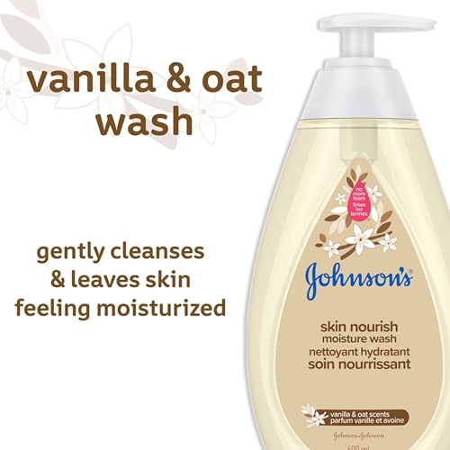 Johnson’s Skin Nourish Moisture Vanilla & Oat Body Wash - Baby Bath Skin Care - Sensitive Skin - 600 mL, Vanilla Fragrance - Image 7
