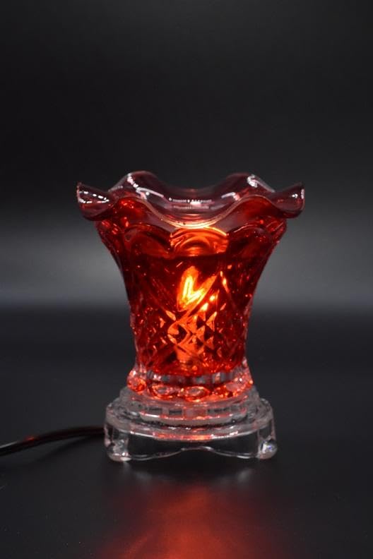 Red Flared Glass Electric Aroma Lamp Oil and Wax Tart Warmer