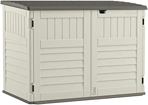 Suncast The Stow-Away 6 ft. x 4 ft. Plastic Horizontal Storage Shed with Floor Kit Beige