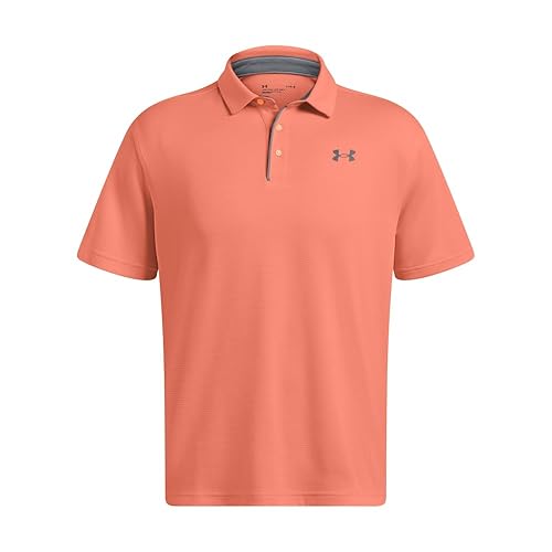 Under Armour Men's Tech Golf Polo, (897) Flare Orange/Pitch Gray/Halo Gray, Small 4
