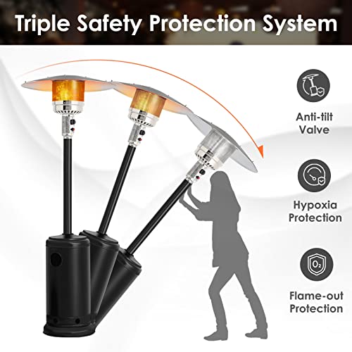 Incbruce Outdoor Heater Standing Patio Heater,48000 Btu Stainless Steel Propane Patio Heater, Portable Propane Heater With Wheels For Patio And Garden (Black) #TOP4