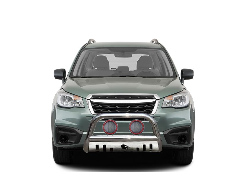 Image of Black Horse Bull Bar Kit Skid Plate Stainless Steel Compatible with 2014-2018 Subaru Forester-CBS-SU0102-SP-PLFR