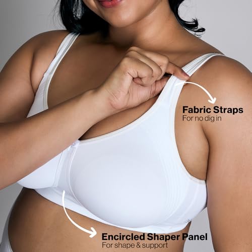 Image of NYKD (NYB169 Cotton Anti Microbial Non Padded & Non Wired Side Support Shaper Bra for Women | Full Coverage Bra with Detailed Contoured Lift & Shape with Wide Straps