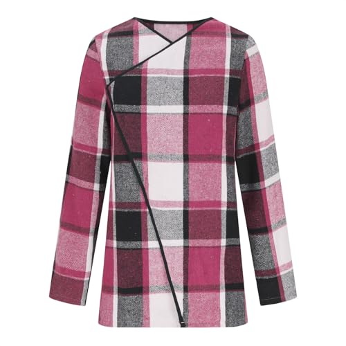 women's Fashion Flannel Shirts 2025 Casual Long Sleeve Plaid Shacket Fall Trendy Outwear Baggy Flannel Jacket Coat3