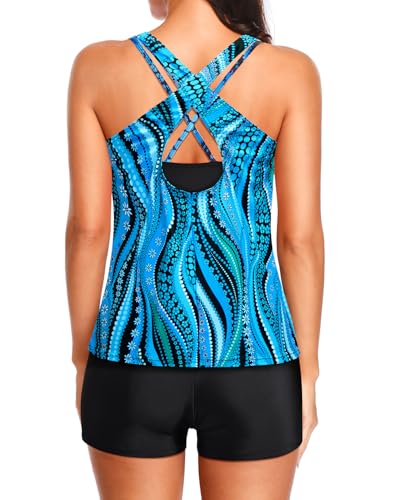 Image of Holipick 3 Piece Tankini Swimsuits for Women Tummy Control Bathing Suits Swim Tank Top with Bra Boy Shorts Teen Swimwear 2026