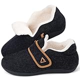 V.Step Orthopedic Slipper with Arch Support for Women Men，Wide Slip on House Shoes for Plantar Fasciitis Pain Relief Adjustable Strap Slipper with Indoor Outdoor Soft Velvety Cotton Lining Moccasin