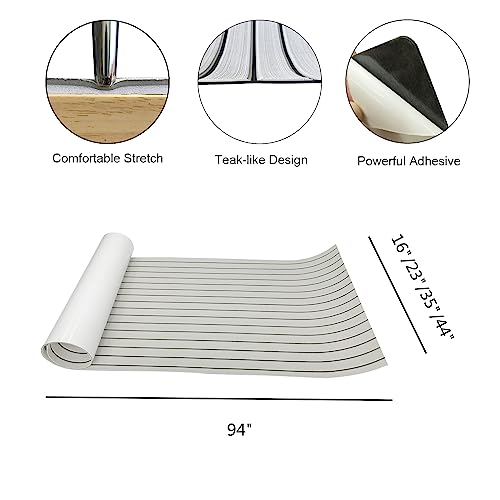 Boat Flooring Eva Foam Decking Sheet Faux Teak Marine Mat Marine Carpet Cooler Tops Seating Non-Slip Self-Adhesive Flooring Material For Motorboat Rv Yacht Kayak Swimming Pool 94" X 44"/35"/23"/16" #TOP1