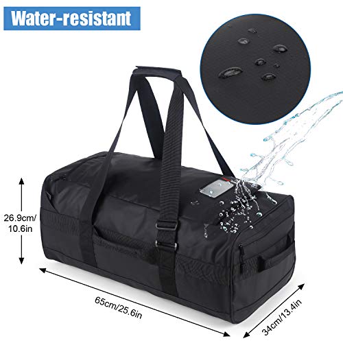 MIER 60L Water Resistant Backpack Duffle Heavy Duty Convertible Duffle Bag with Backpack Straps for Gym, Sports, Travel, Black