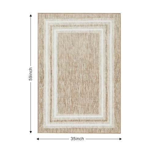Tapete moderno con borde, lavable 3'x5', antideslizante miniatura 2