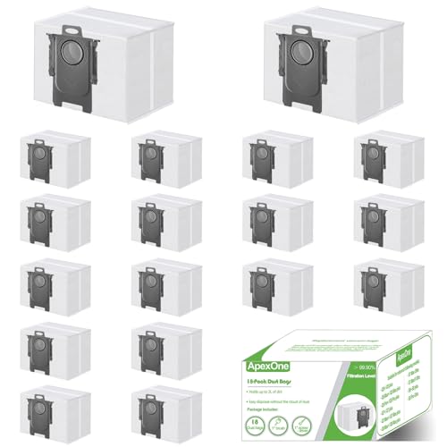 Image of ApexOne 18 Pack Q10 Q7 Q5 Dust Bags for Roborock Q7 M5+, Q10 S5+ /Q10 X5+, S8+, S8 Pro Ultra, Q7 Max+ /Max, Q5 Max+, Q8 Max+, S7 Pro Ultra, Q5, Q5+, Q7, S7 MaxV Ultra Robot Vacumm Cleaner, 3L Capacity