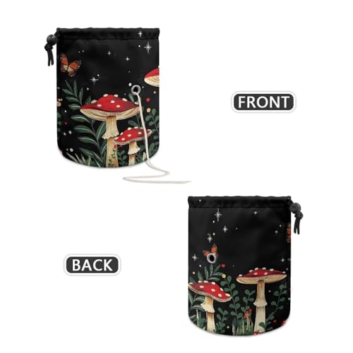 Image of Sellikakes Mushroom Butterfly Yarn Storage Organizer - Yarn Bag and Crochet Tote, Yarn Holder for Crocheting, Crochet Accessories, Needles with Drawstring Closure-Ideal Gift
