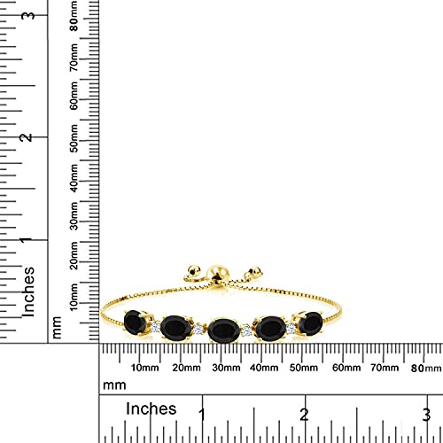 Gem Stone King 5-8 Cttw Gemstone Birthstone and White Created Sapphire Tennis Bracelet for Women | 18K Yellow Gold Plated Silver | Oval 8X6MM with Round 2.5MM Accents | Adjustable Bolo Chain3
