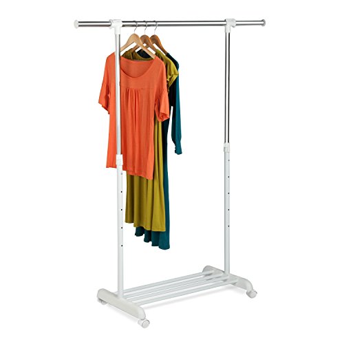 Honey-Can-Do Gar-03265 Adjustable Expandable Garment Rack With Locking Wheels, 34 To 53-Inches,White/Chrome #TOP2