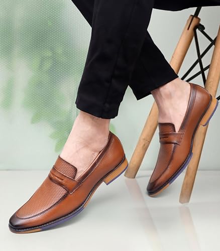 Image of ARAMISH Men's Genuine Leather Slip On Loafer Shoes
