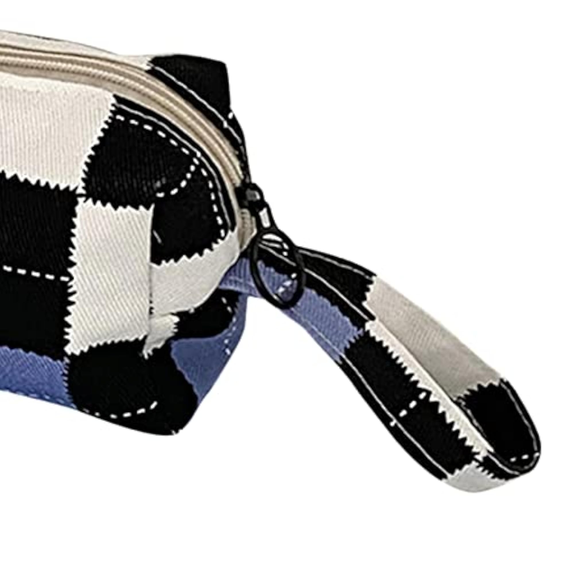 Canvas Toiletry Bag Organizer with Handle Strap, Black Purple Plaid