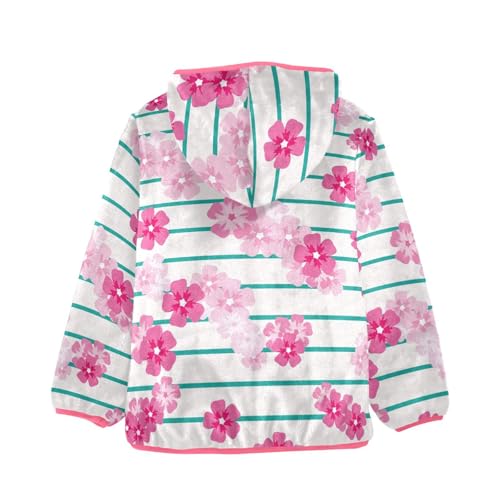 OTVEE Pink Cherry Blossoms Stripe Kids Hoodie Jacket Fall Spring Full Zip Warm Outwear Coat2