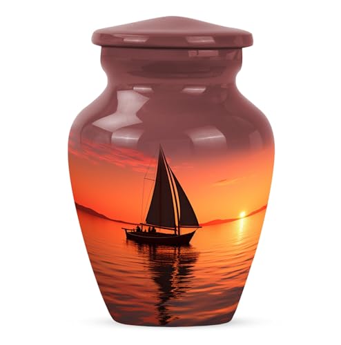Sunset Small Urn 3 Inch for Dad, Keepsake Cremation Urns for Male Ashes