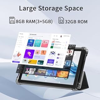 IWEGGO Android 15 Tablet with Case, 7 Inch 8GB RAM+32GB ROM/ 1TB Expandable Computer, 5MP Camera Tablets, 1.6Ghz Quad-core Processor, 3000mAH Battery Tablet PC, 5G WiFi, Games 7'' Android Laptop Black