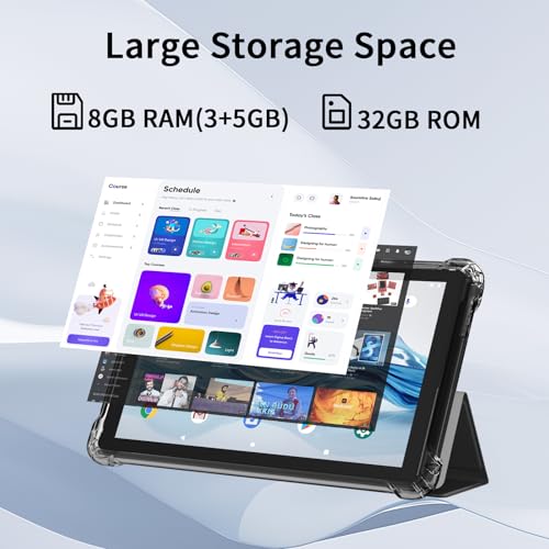 Image of IWEGGO Android 14 Tablet with Case, 7 Inch 8GB RAM+32GB ROM / 1TB Expandable Computer, 5MP Camera Tablets, 1.6Ghz Quad-core Processor, 3000mAH Battery Tablet PC, 5G WiFi, Games 7'' Android Laptop Black