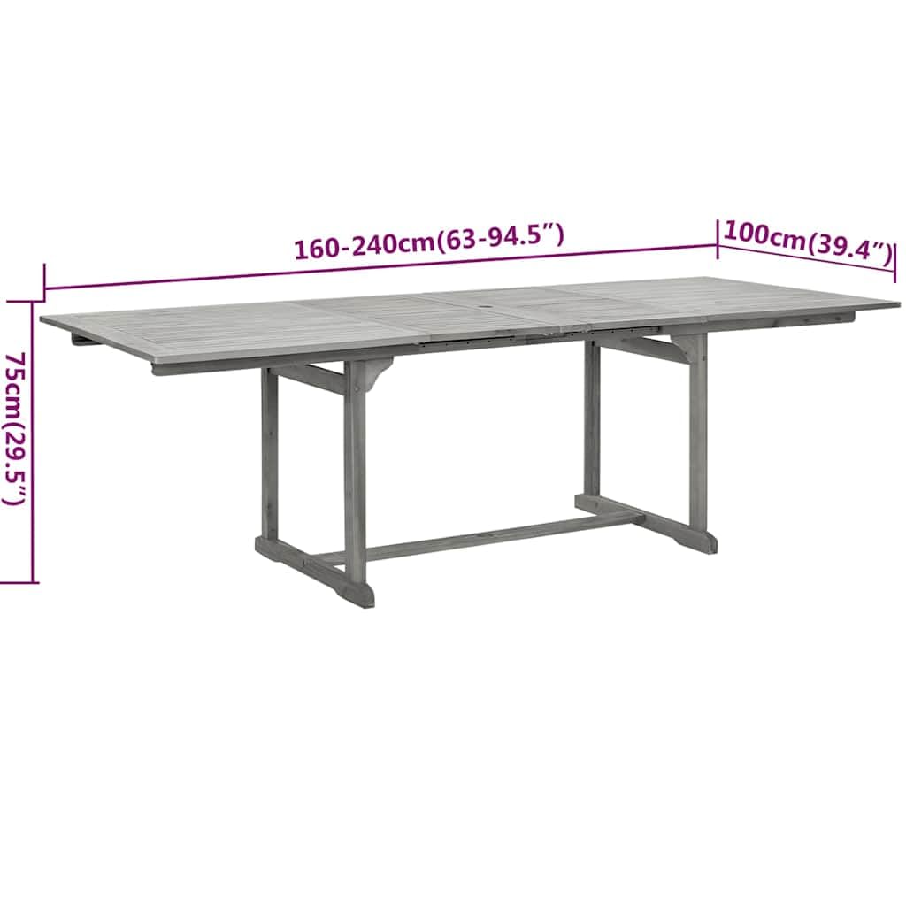Juego De Comedor para Jardin 7 Piezas Madera Acacia Maciza | Mesa Extensible, Sillas Ajustables 5 Posiciones, Plegables, Max 110 Kg Por Asiento