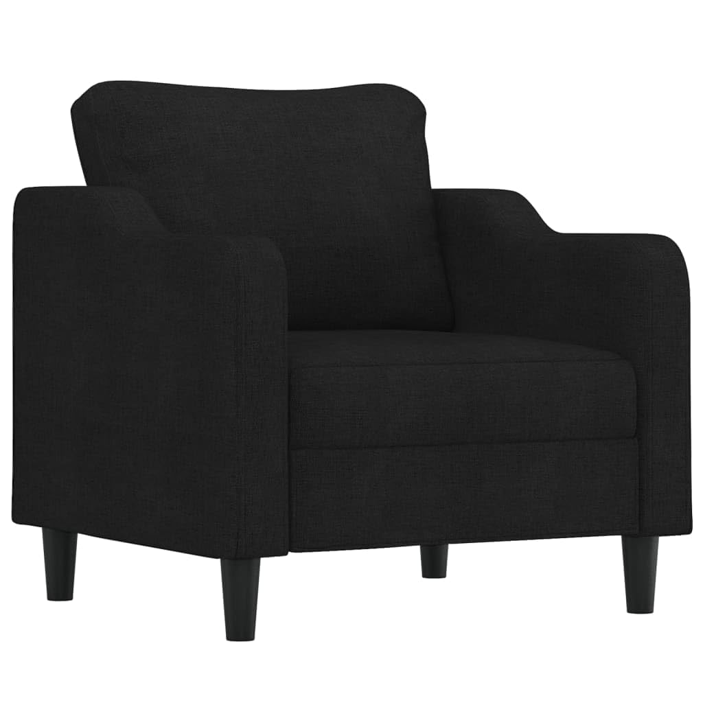 vidaXL Ensemble de Canapés avec Coussins 4 pcs, Canapés avec Accoudoirs et Dossier, Ensemble de Meubles avec Repose-Pied Salon, Moderne, Noir Tissu