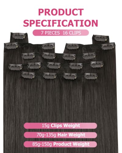 Image of YoungSee Hair Extensions Clip in Mocha Brown, Short Human Hair Clip-in Hair Extensions, 12 Inch 85G 7Pcs Natural Human Hair Clip in Extensions, Can Be Heat-styled Straight Hair