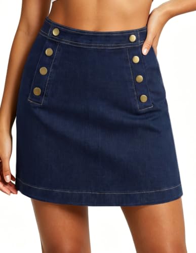 Belle Poque - Belle Poque Jean Skirts for Women Denim Mini Skirt, Navy Blue, S (22% Off Amazon Deal)