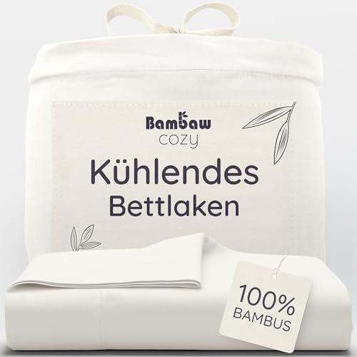 Bambaw Bambus Betttuch ohne Gummizug 270x290 cm, nachhaltige Bambus Bettwäsche, atmungsaktive Bettlaken Sommer, für Allergiker Bettwäsche, Bettlaken ohne Gummi kühlend (Elfenbein)