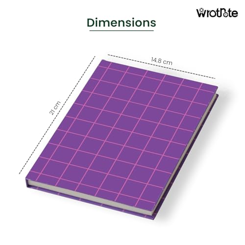 Image of A5 Designer Diary Notebook for Girls and Women, Purple Pink Grid Hardbound, 160 Ruled Pages 90 GSM, Diary for College, Office and Gifting