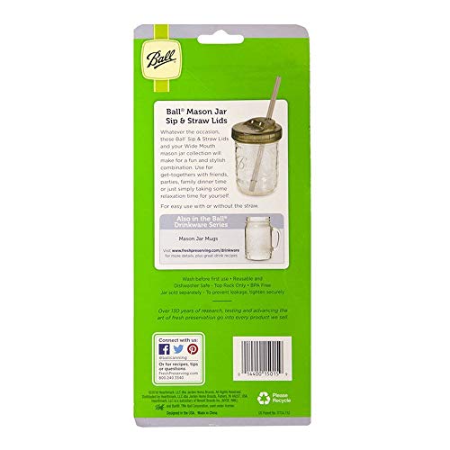Ball 1440015015 Ball Wide Mouth Mason Jar Sip & Straw 2 Count3 #TOP2