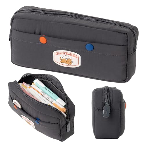 brunch brother Pencil Case - Charcoal Pencil Pouch with Simple Design and Ample Storage, Zipper Closure - Ideal Gift, Versatile Pencil Box for Students