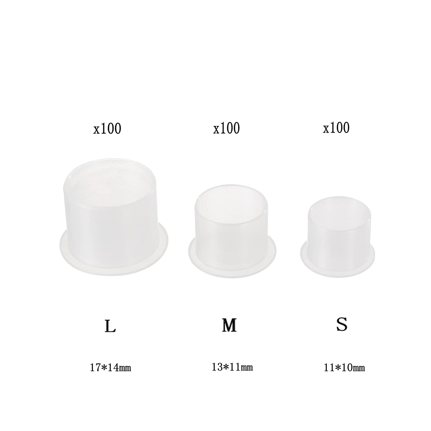 300 Pieces Tattoo Ink Caps Set - 3 Sizes Small, Medium & Large For Tattoo Artists & Makeup