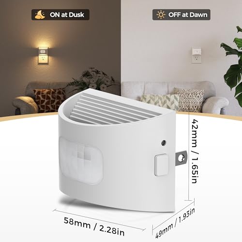 Image of DORESshop LED Night Light[4 Pack], Night Lights Plug into Wall, Plug in Night Light with Motion Sensor, Dusk to Dawn Sensor, Nightlights for Adults, Bedroom, Bathroom, Hallway, White Cover