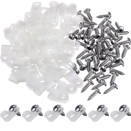 Hicarer 100 Pcs R-Type Cable Clips 1/4