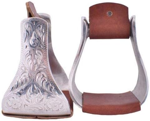 Showman Polished Aluminum Engraved Bell Stirrups